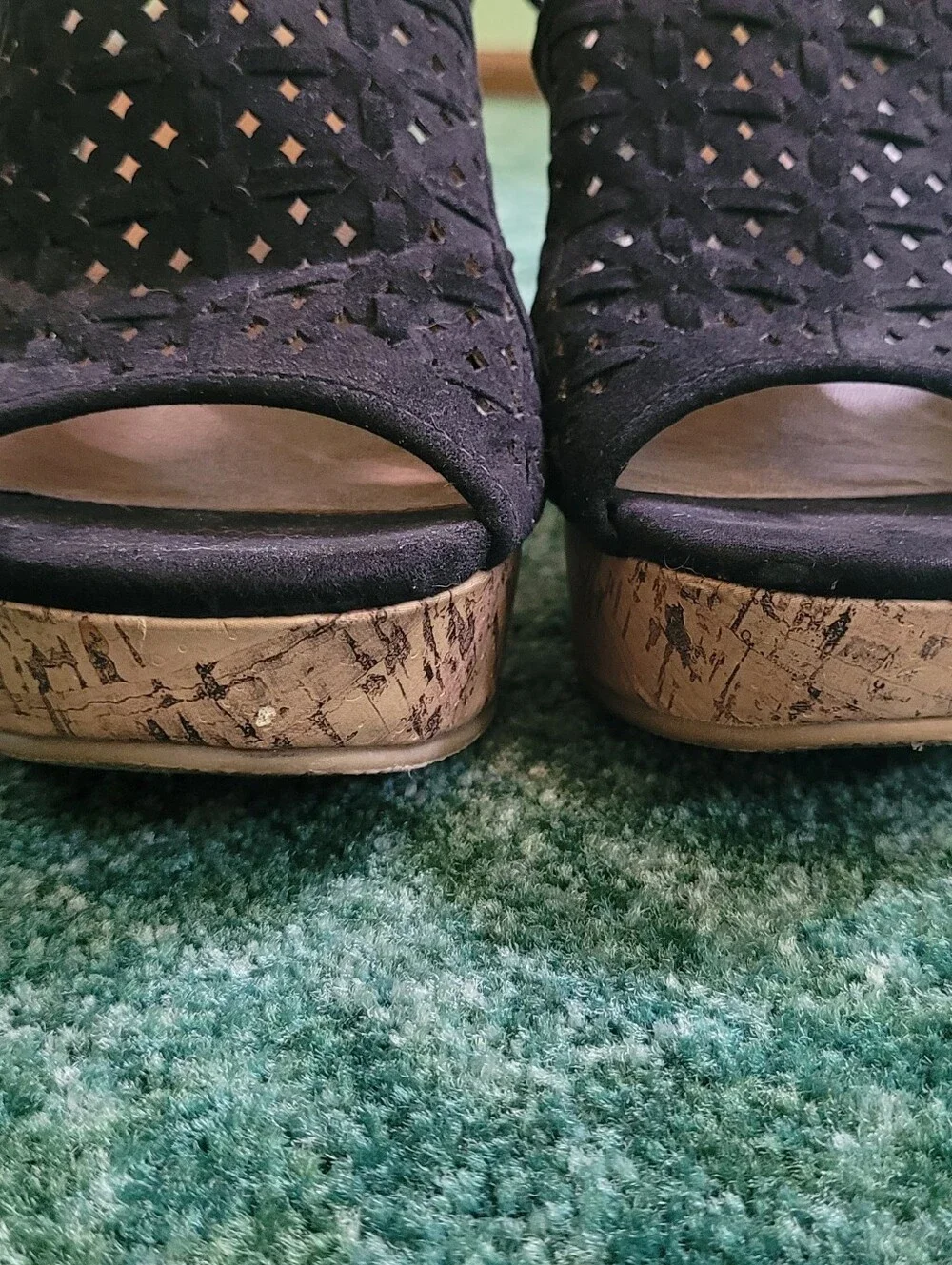Maurices Black Cutout Cork Wedge Sandals